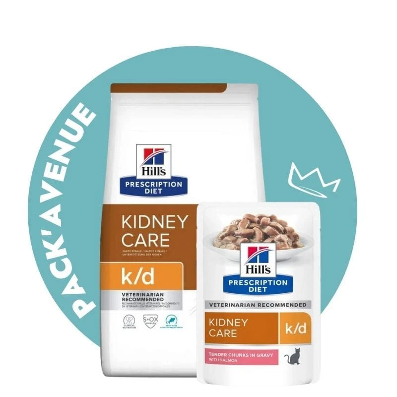 Pack'Avenue Hill's Prescription Diet K/D Kidney Croquettes Pour Chat Au Thon 3 Kg Avec 12 Sachets Saumon 3 Pack'Avenue Hill's Prescription Diet K/D Kidney Croquettes Pour Chat Au Thon 3 Kg Avec 12 Sachets Saumon